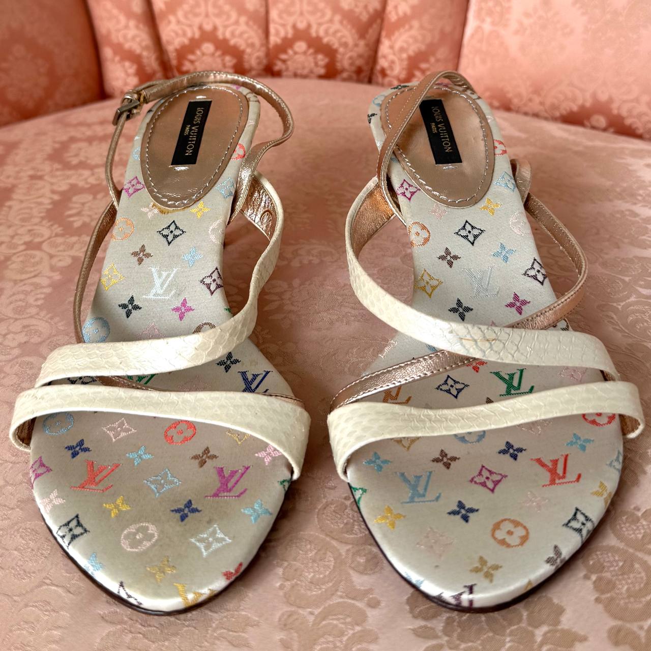 Louis Vuitton mules in white multicolour monogram