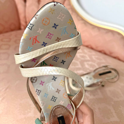 Louis Vuitton mules in white multicolour monogram