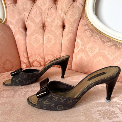 Louis Vuitton monogram mules in chocolate brown