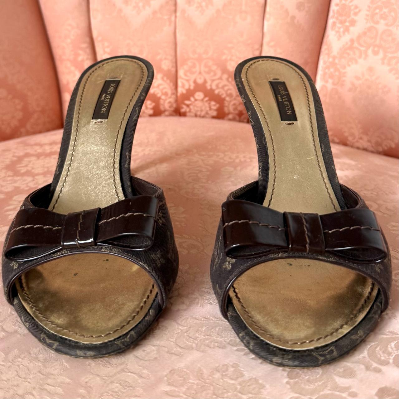 Louis Vuitton monogram mules in chocolate brown