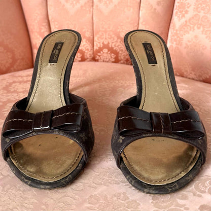 Louis Vuitton monogram mules in chocolate brown