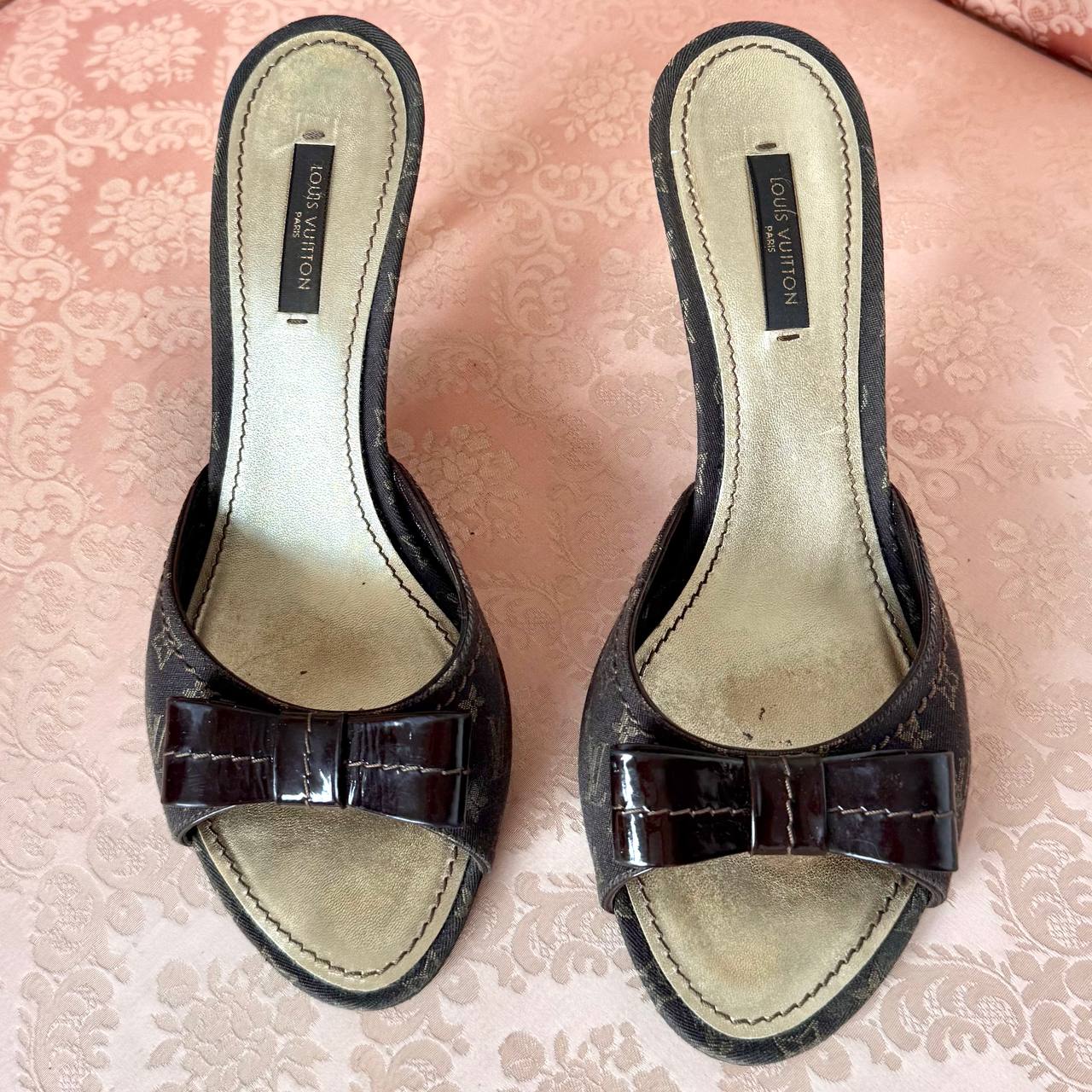 Louis Vuitton monogram mules in chocolate brown