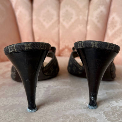 Louis Vuitton monogram mules in chocolate brown