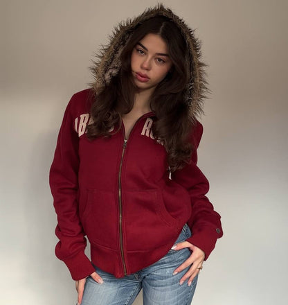 Abercrombie and Fitch jumper sweater hoodie with fur hood