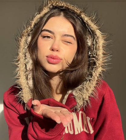 Abercrombie and Fitch jumper sweater hoodie with fur hood