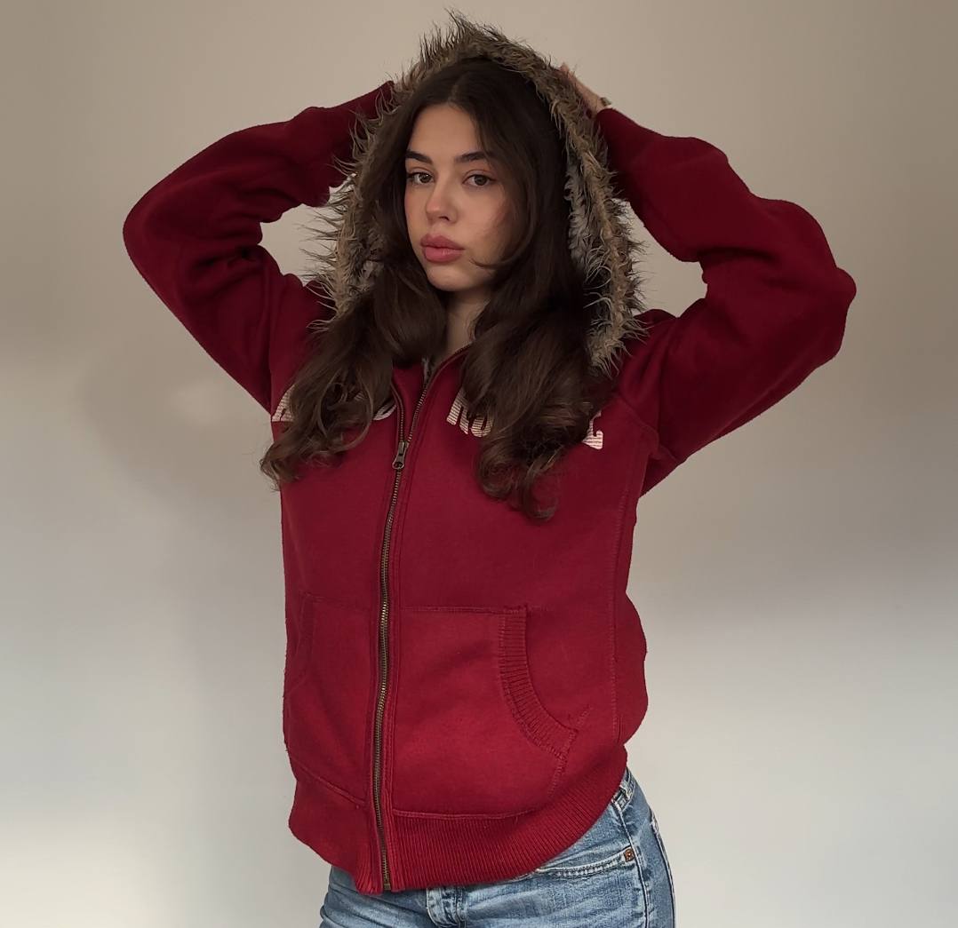Abercrombie and Fitch jumper sweater hoodie with fur hood
