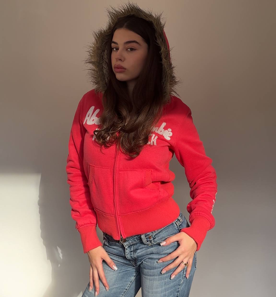 Abercrombie and Fitch jumper sweater hoodie with fur hood