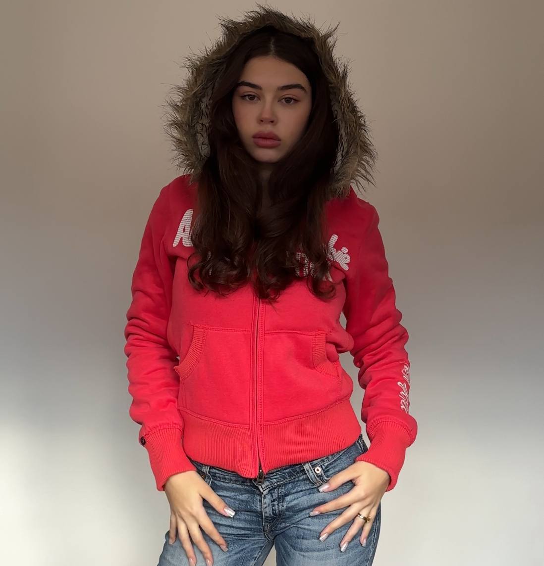 Abercrombie and Fitch jumper sweater hoodie with fur hood