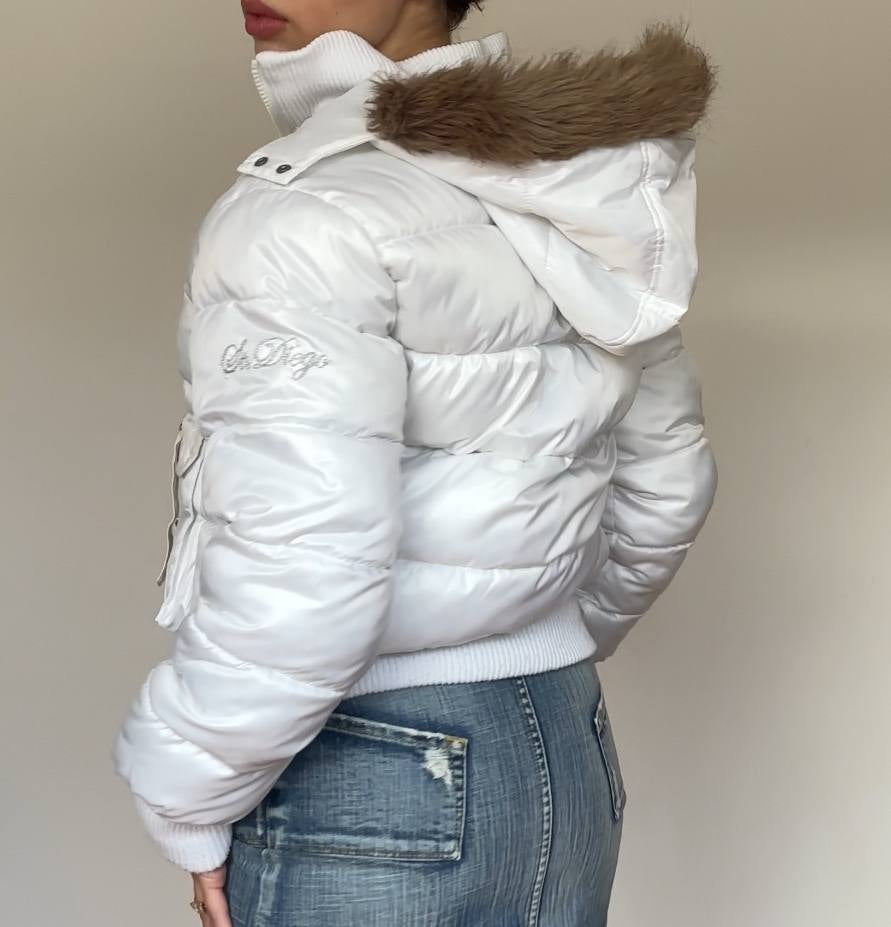 St. Diego puffer coat zip-jacket bomber with fur hood