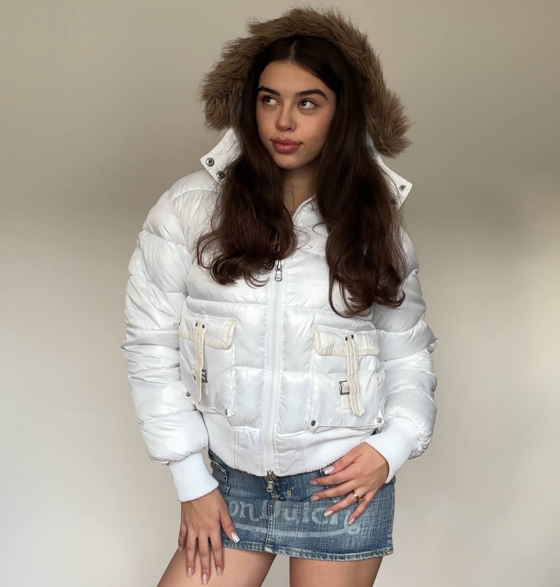 St. Diego puffer coat zip-jacket bomber with fur hood