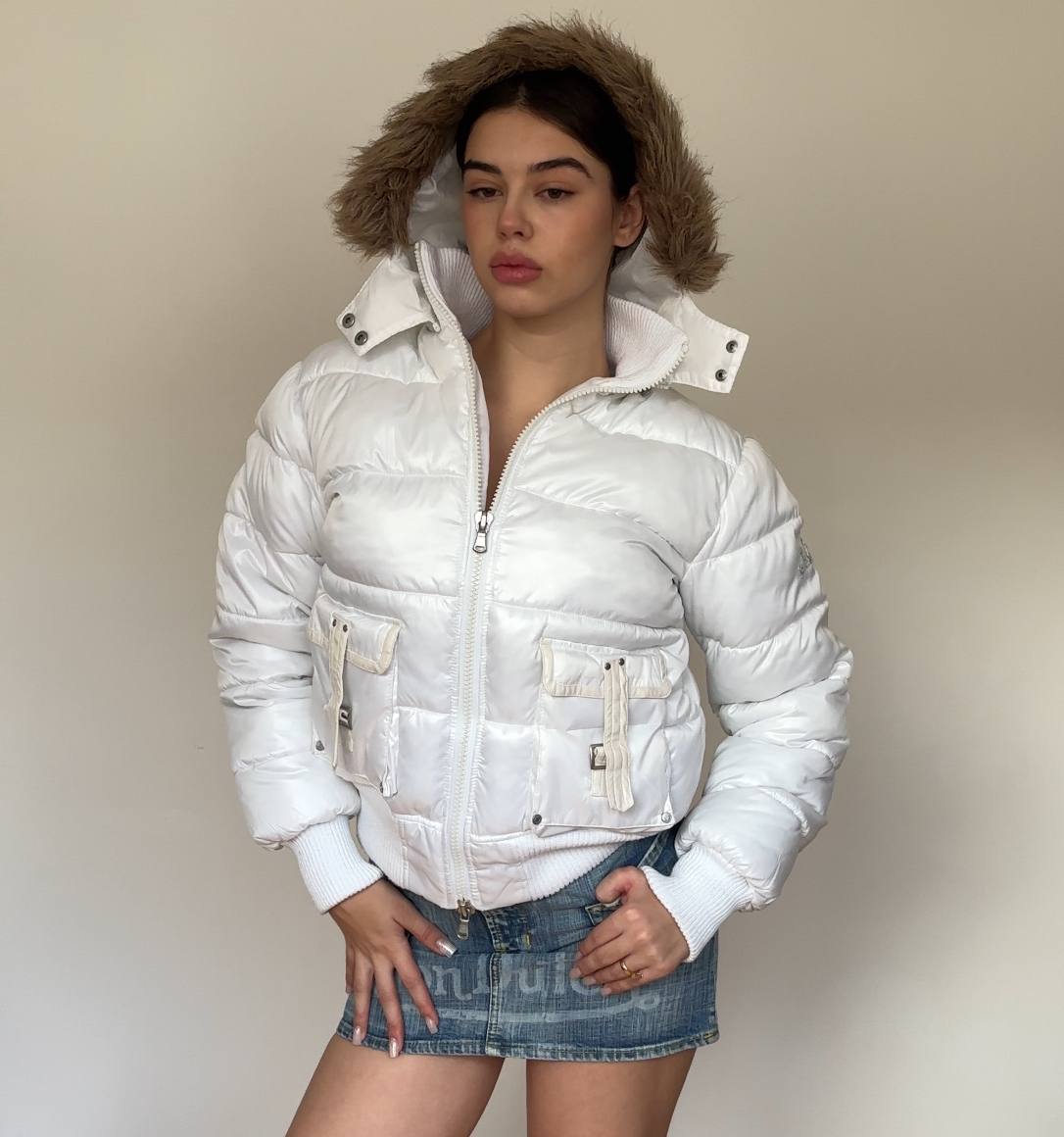 St. Diego puffer coat zip-jacket bomber with fur hood