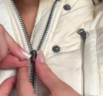 Italian puffer coat zip-jacket bomber with fur hood