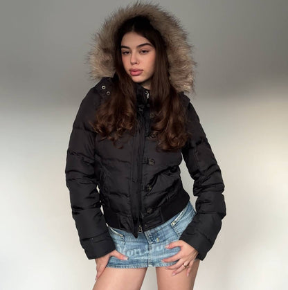 Abercrombie and Fitch puffer coat zip-jacket bomber with fur hood