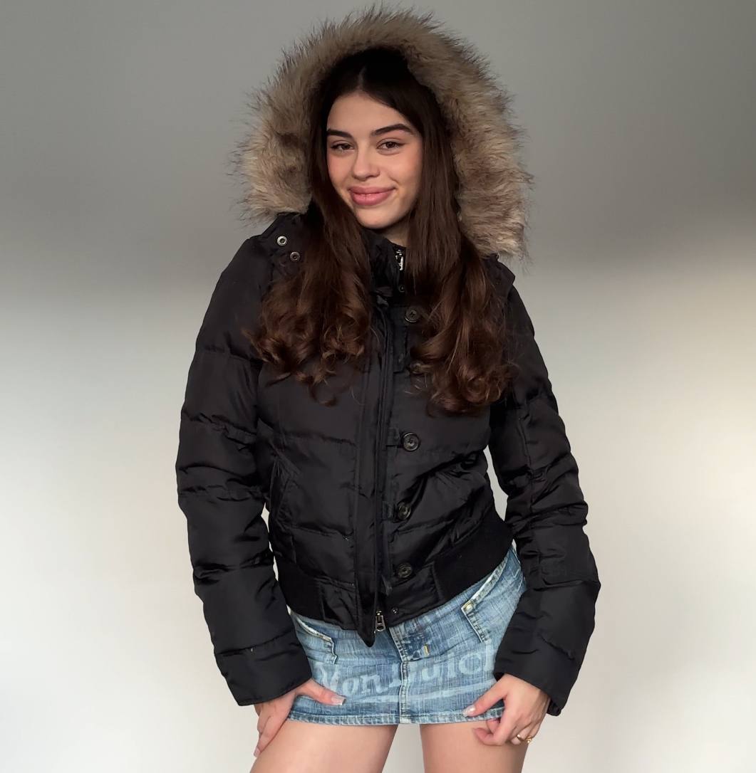 Abercrombie and Fitch puffer coat zip-jacket bomber with fur hood