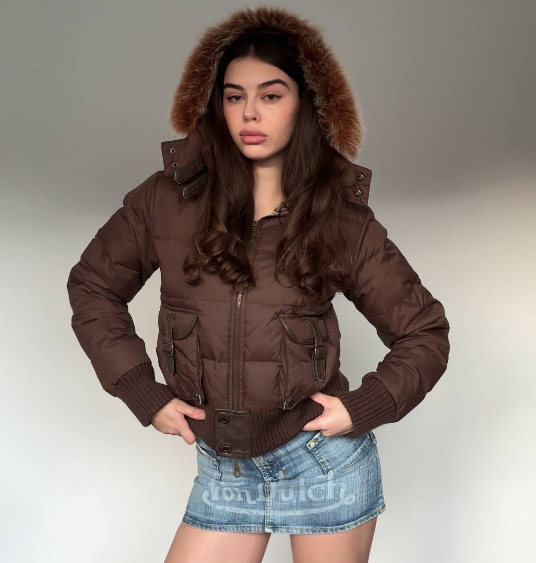 Phard puffer coat zip-jacket bomber with fur hood