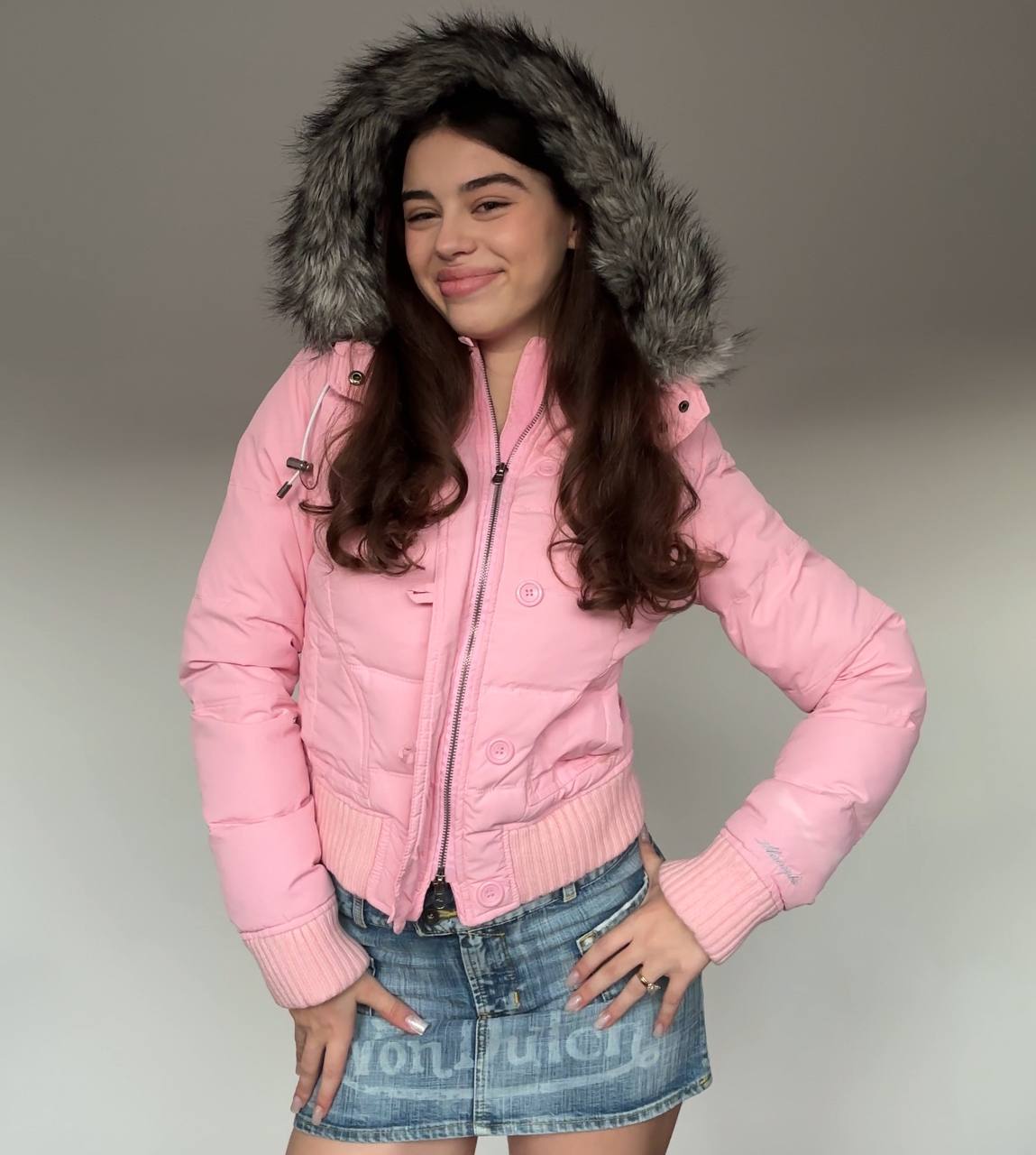 Abercrombie and Fitch puffer coat zip-jacket bomber with fur hood