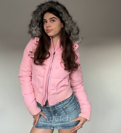 Abercrombie and Fitch puffer coat zip-jacket bomber with fur hood