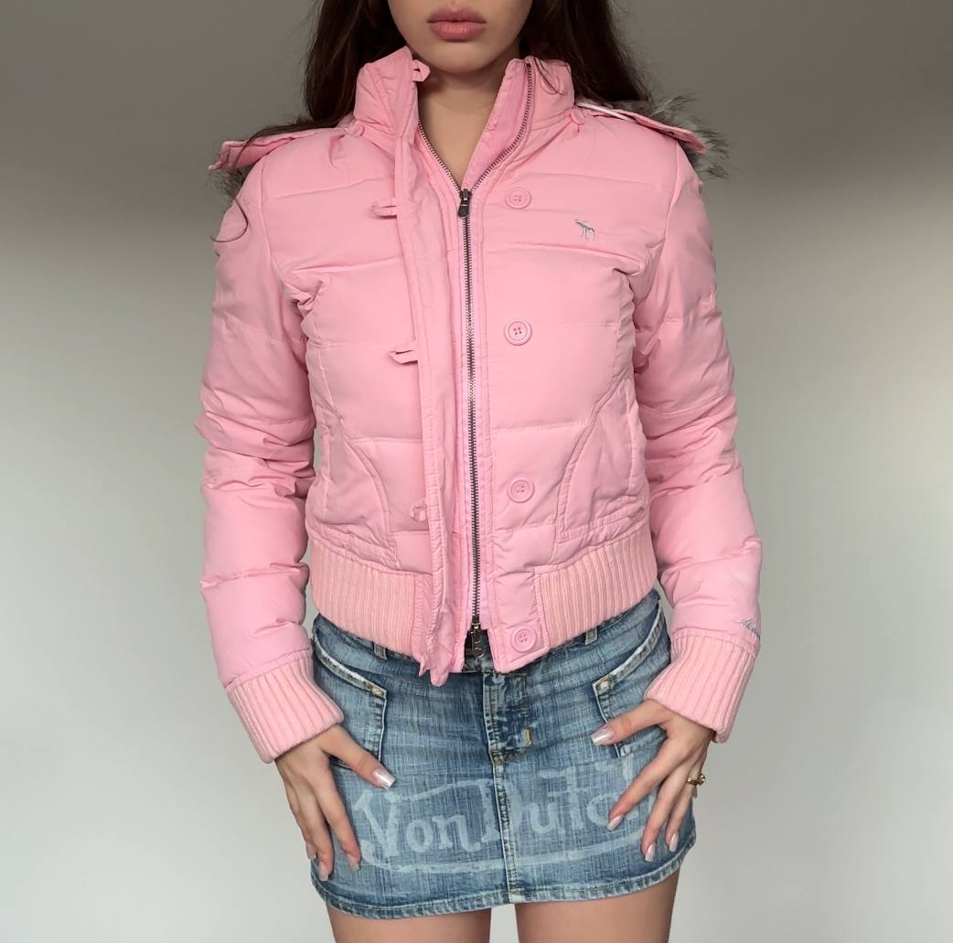 Abercrombie and Fitch puffer coat zip-jacket bomber with fur hood