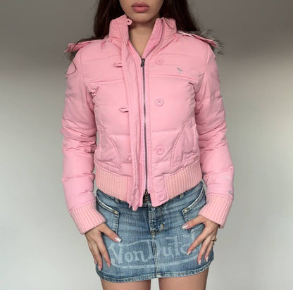 Abercrombie and Fitch puffer coat zip-jacket bomber with fur hood