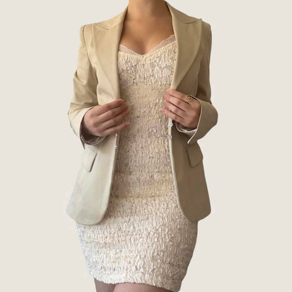 Thierry Mugler blazer waisted vintage jacket in warm beige colour