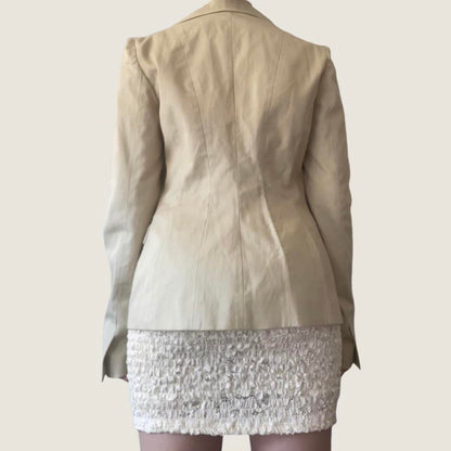 Thierry Mugler blazer waisted vintage jacket in warm beige colour