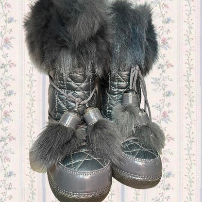 Christian Dior Women's Black and Grey Moon Boots