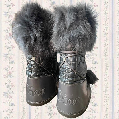 Christian Dior Women's Black and Grey Moon Boots