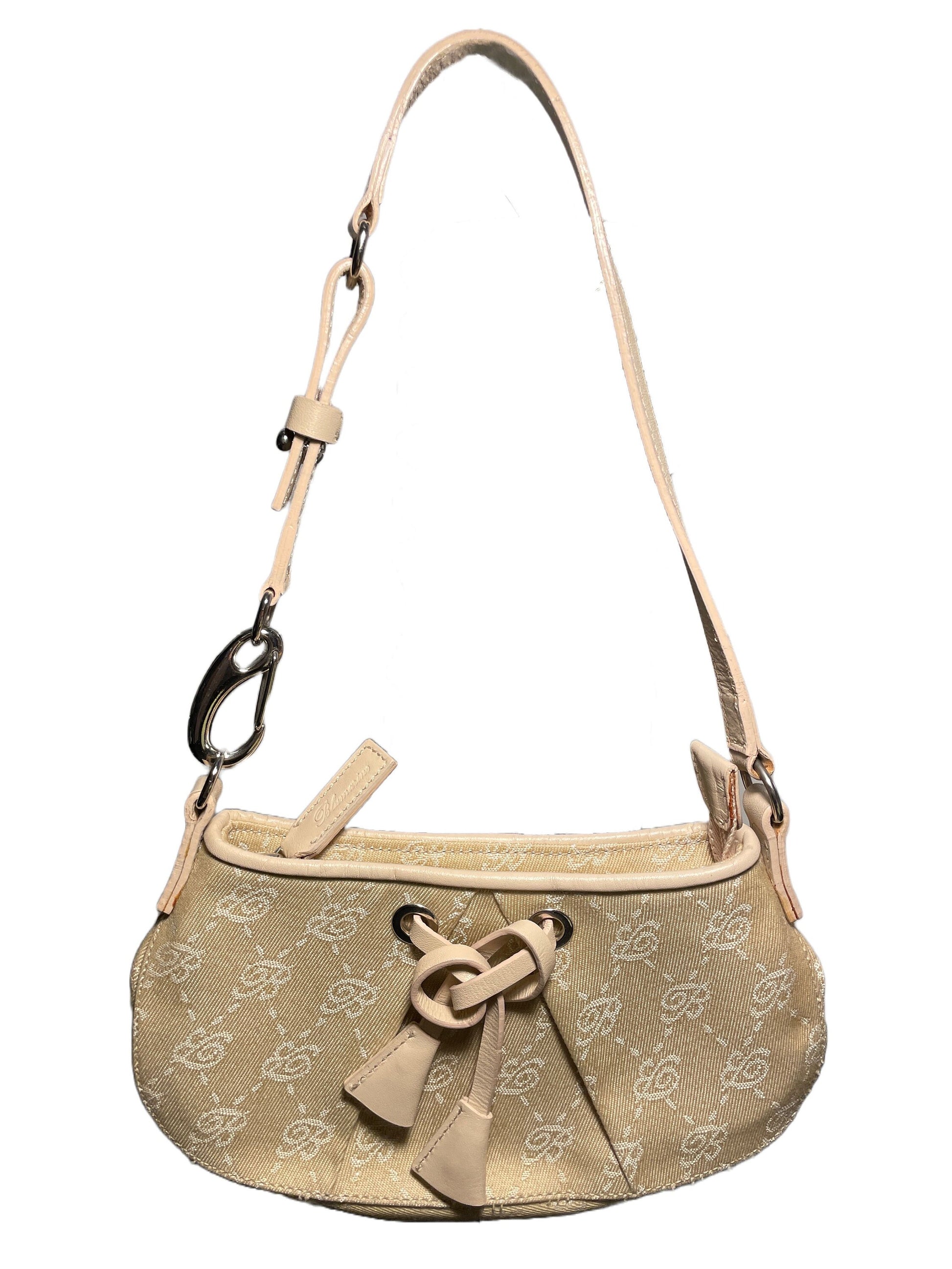 Blumarine monogram bag handbag purse clutch beige vintage piece y2k coquette fairy princess angelic with a bow