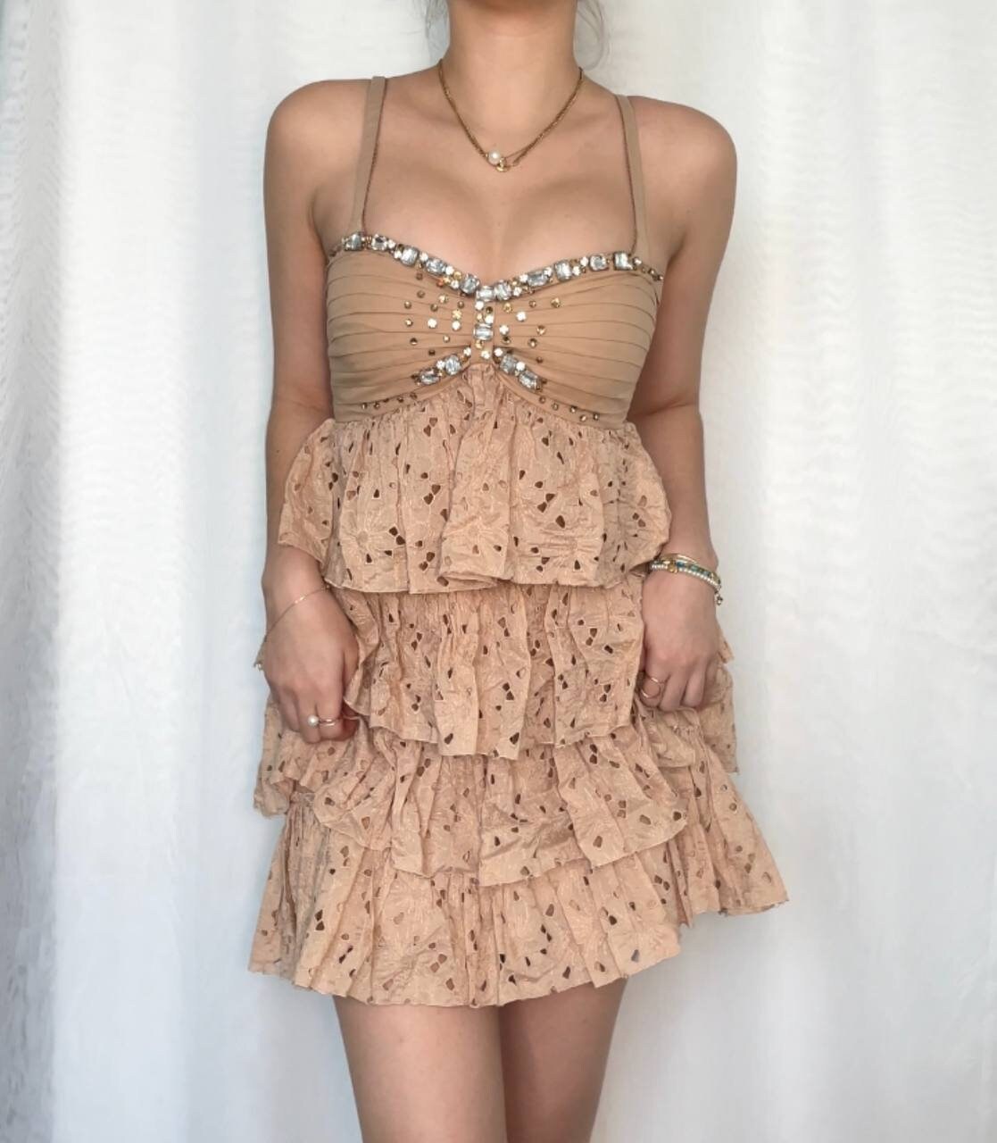 Blumarine dress SS20011 slip fairy ruffled skirt embellished sequins bandage top vintage y2k mermaid core