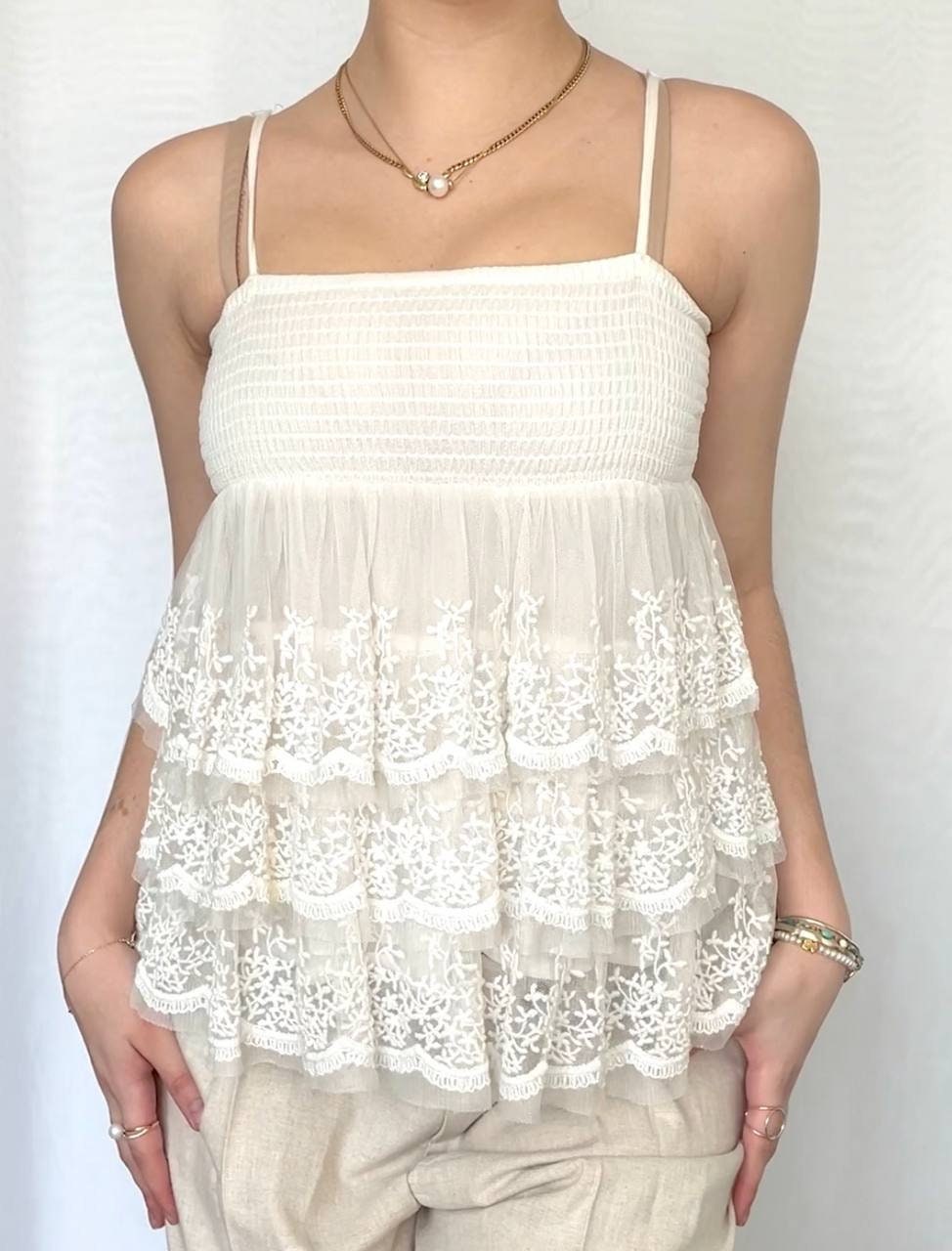 Zara top cami baby tee ruffled kids top mesh summer fairy vintage y2k coquette mermaid
