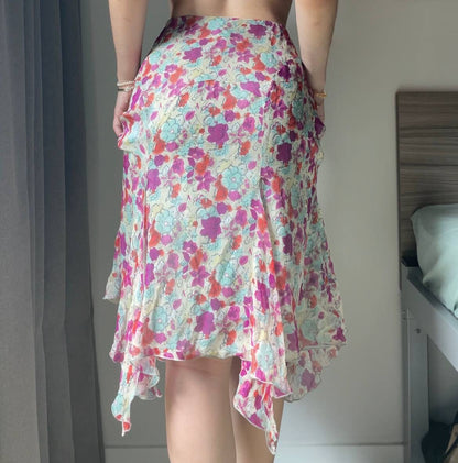 Blumarine skirt silk floral print mesh summer fairy vintage y2k coquette mermaid