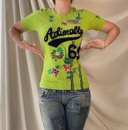 Christian Dior top baby tee t-shirt cami embroidered mesh summer fairy vintage y2k coquette mermaid