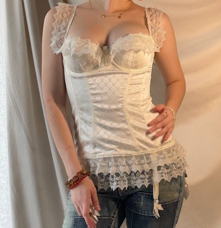 Chantal Thomass corset top cami lace white mesh summer fairy vintage y2k coquette mermaid