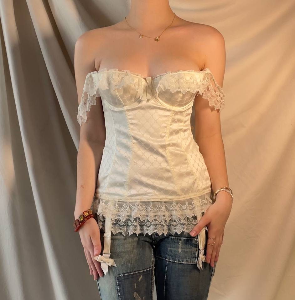 Chantal Thomass corset top cami lace white mesh summer fairy vintage y2k coquette mermaid