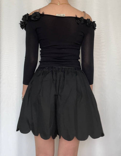 Axes Femme shorts bottom skort skirt black bow ruffled vintage y2k pilates coquette old money