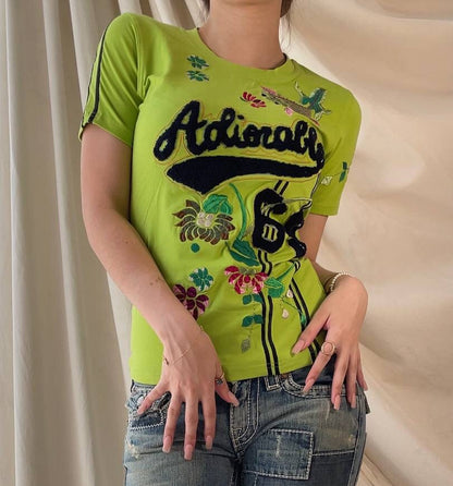 Christian Dior top baby tee t-shirt cami embroidered mesh summer fairy vintage y2k coquette mermaid