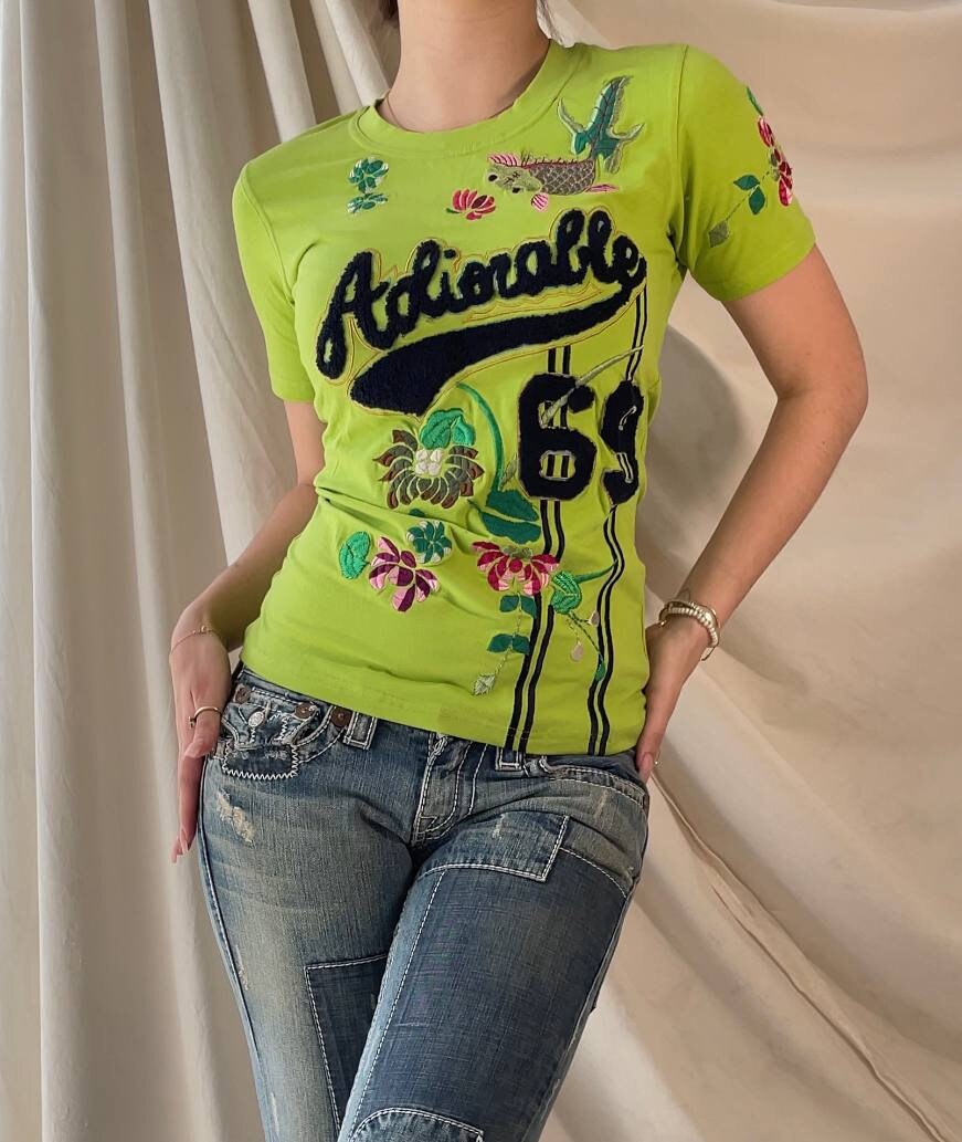 Christian Dior top baby tee t-shirt cami embroidered mesh summer fairy vintage y2k coquette mermaid