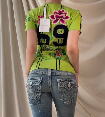 Christian Dior top baby tee t-shirt cami embroidered mesh summer fairy vintage y2k coquette mermaid