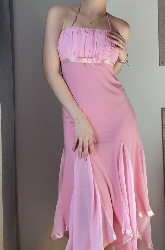 Prom dress baby pink fishtail mesh summer fairy vintage y2k coquette mermaid