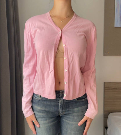 Burberry cardigan sweater jumper button up pink top 2000s y2k preppy longsleeve top prairie vintage