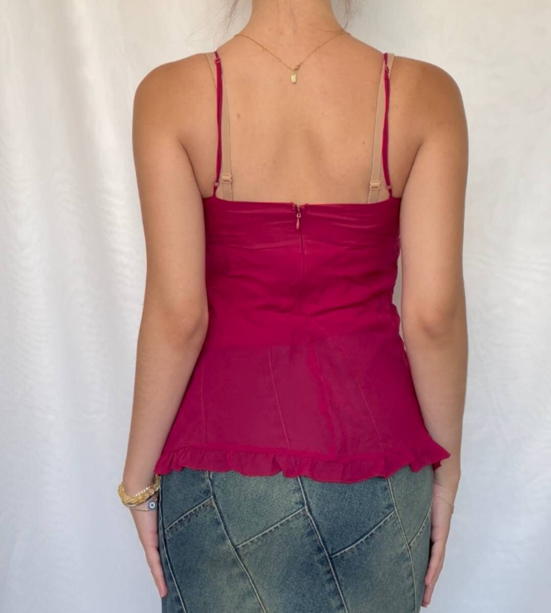 Fairy cami top beaded corset style embellished silk floral vintage designer piece special occasion from 2000s in mermaid y2k style prairie