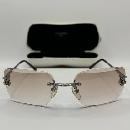 Chanel Women's Grey and Silver Sunglasses