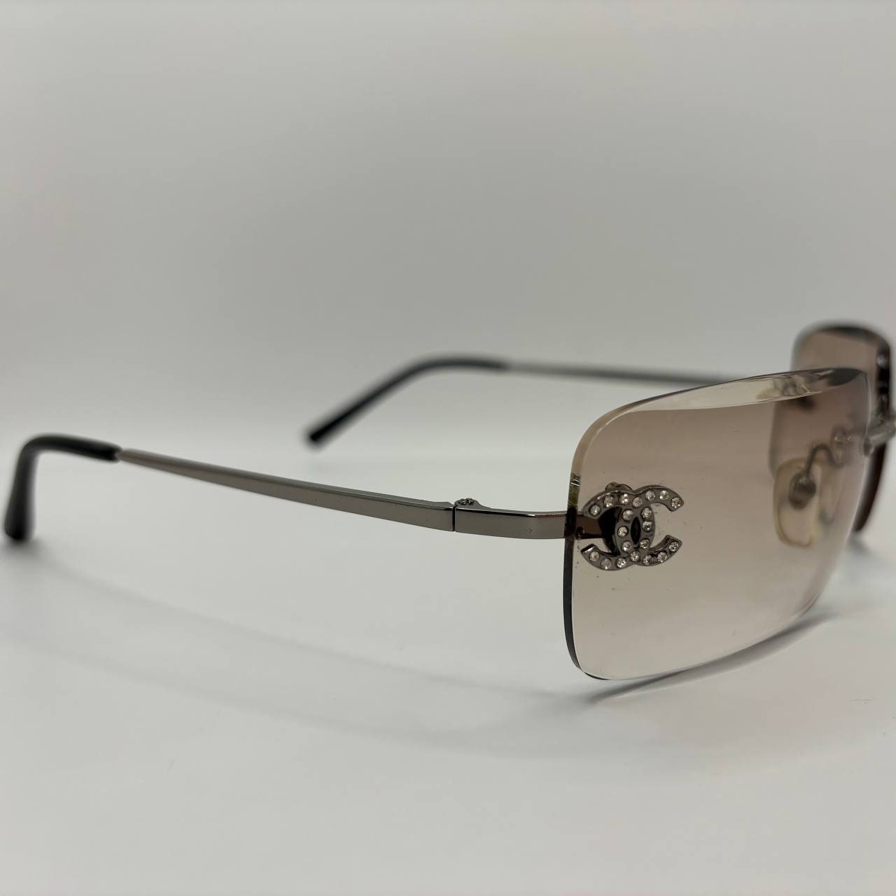 Chanel Women's Grey and Silver Sunglasses