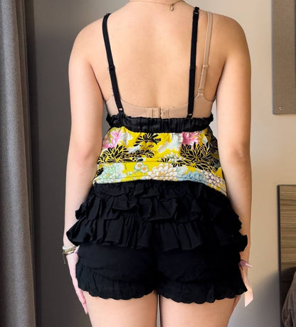 Roberto Cavalli Women's Yellow and Black Crop-top