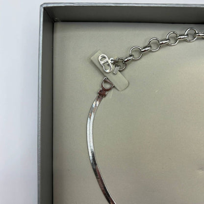 Christian Dior necklace silver bow CD coquette round chocker y2k old money