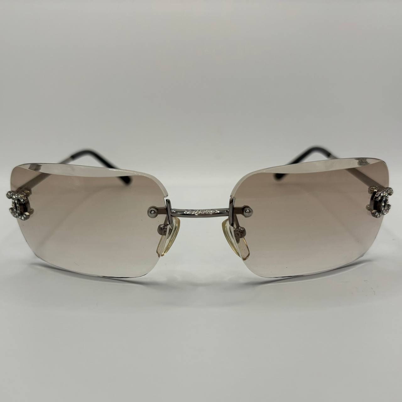 Chanel Women's Grey and Silver Sunglasses
