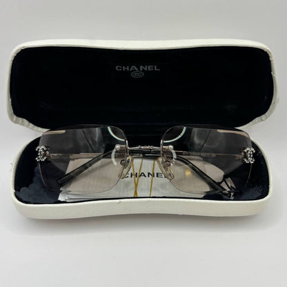 Chanel Women's Grey and Silver Sunglasses