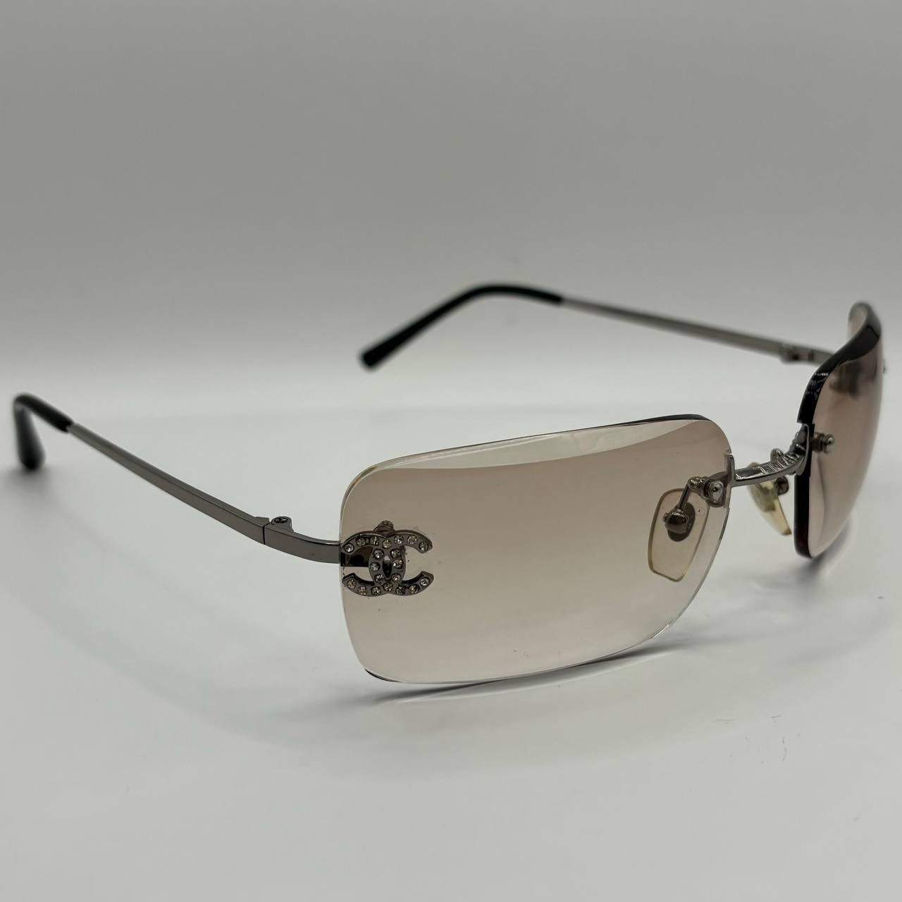 Chanel Women's Grey and Silver Sunglasses