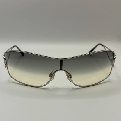 Chanel sunglasses vintage rimless frameless CC diamanté grey tan gradient with silver y2k with logo
