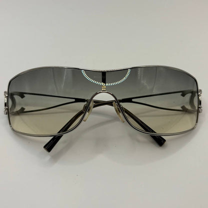 Chanel sunglasses vintage rimless frameless CC diamanté grey tan gradient with silver y2k with logo